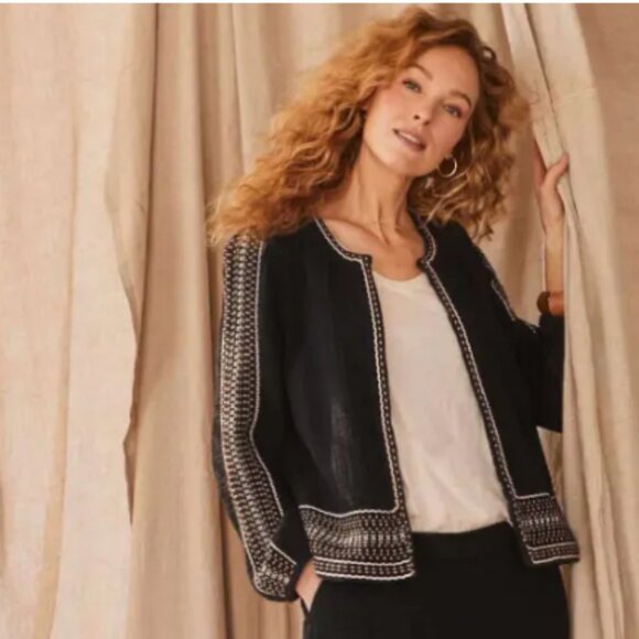 NWT J.Jill Pure Jill Embroidered Cotton-Gauze Jacket • Pant Set • Medium P - Picture 3 of 8